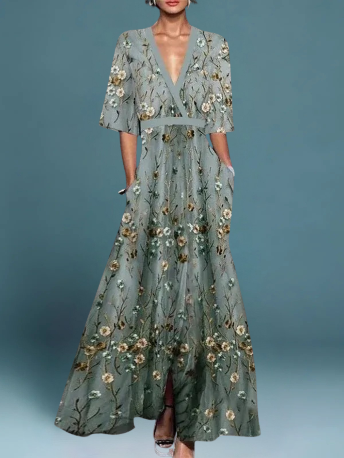 Isabella™ - Elegantes Blumen-Maxi-Kleid