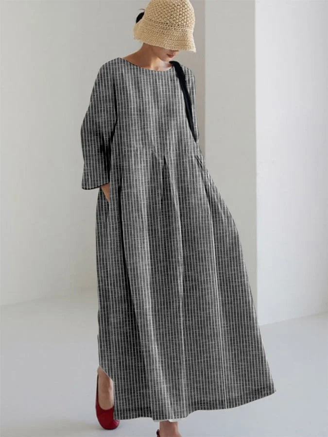 OLIVIA™ - VINTAGE GESTRIPTES LOCKERES KLEID