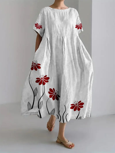 Sommerliches Lockeres Kleid mit Zauberhaftem Botanischem Print - ROSALIE